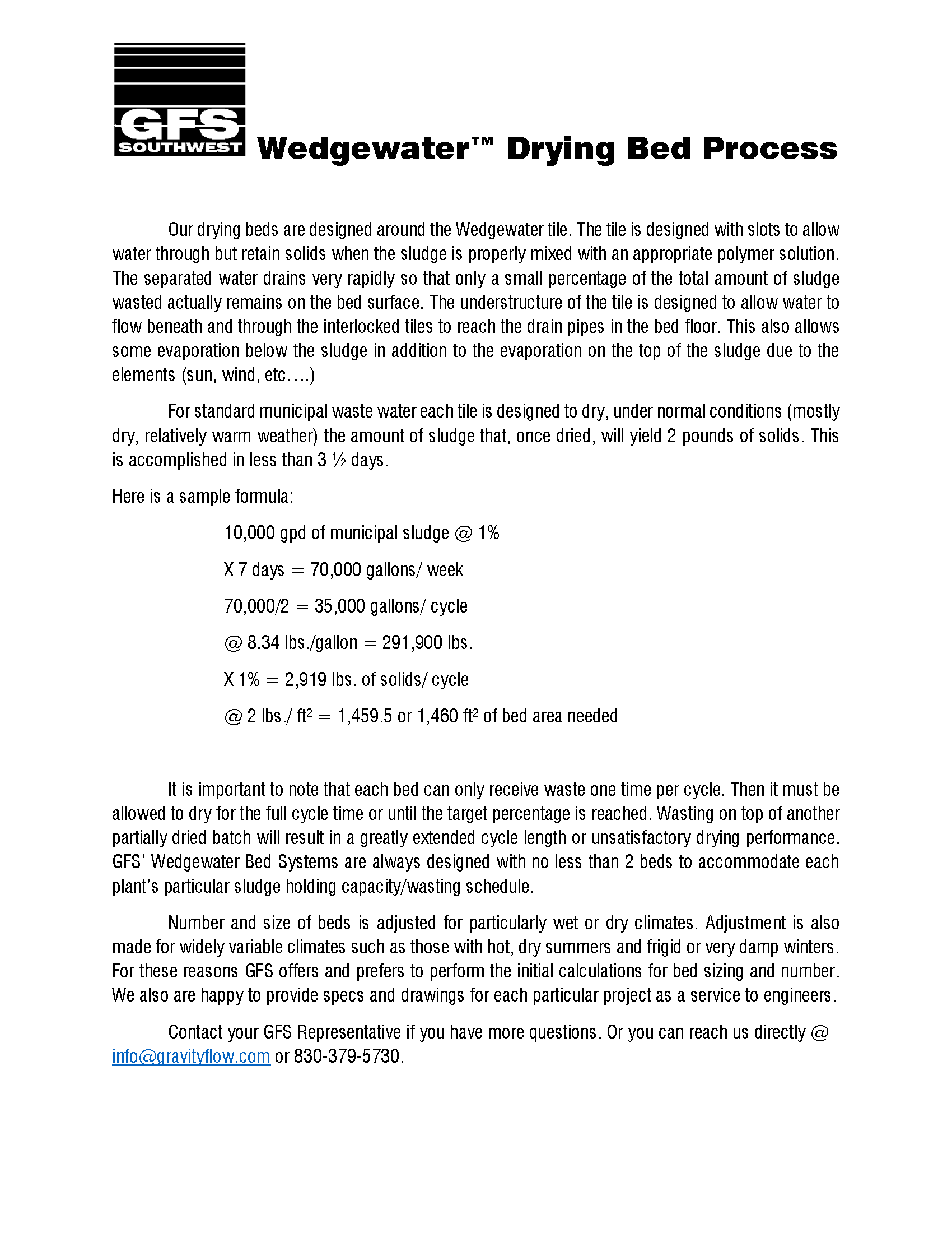 Wedgewater Drying Bed Brochure